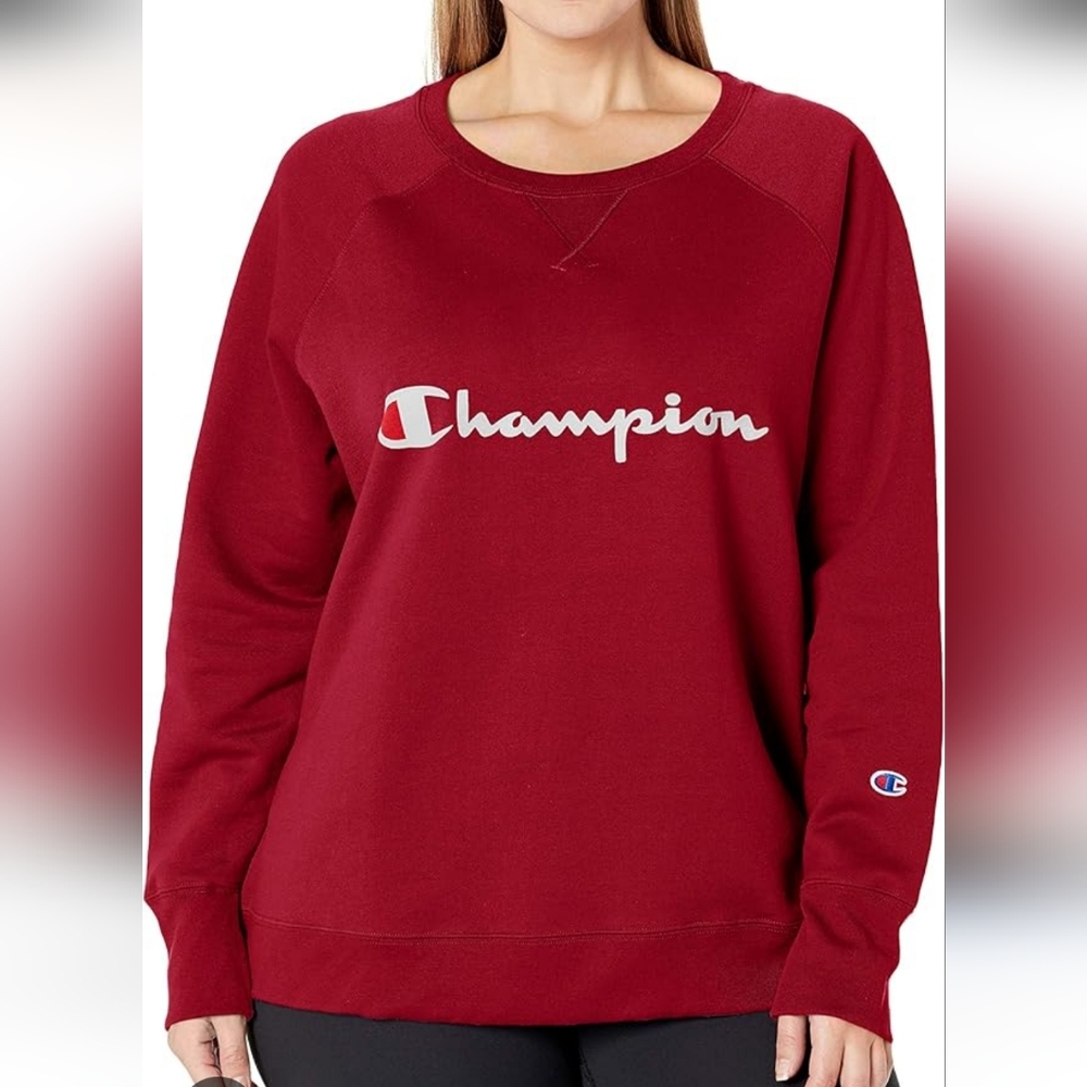 Champion Dark Red Crewneck Logo Pullover Sweatshirt, Size XS